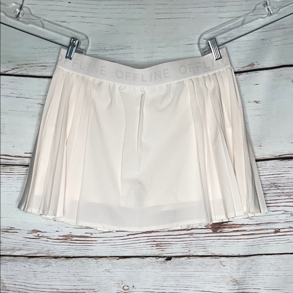 Offline by Aerie Size XL Off White Goals Pleated Tennis Skort - Skirt w/ Shorts